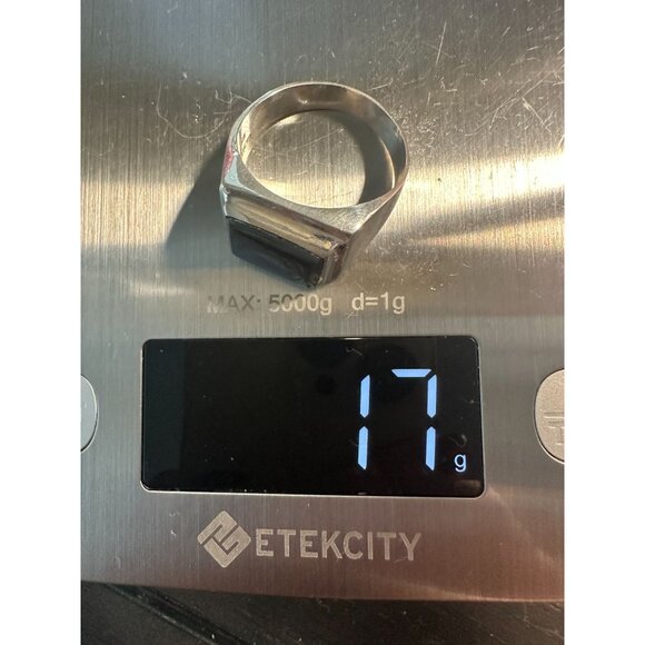 Sterling Silver 925 Mens Ring With Abalone Shell Inlay Square Design Handmade In - Picture 9 of 9